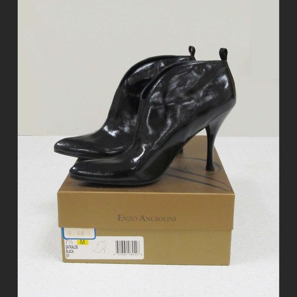 Enzio Angiolini KALEB Shiny Black Bootie Size 7.5 - Picture 1 of 6